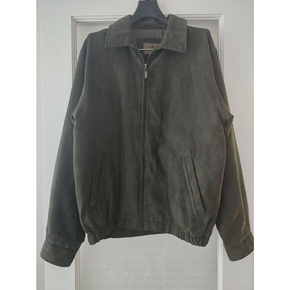 Mens Rainforest‎ Faux Suede Bomber Style Jacket Dark Olive Green Size Small - Picture 1 of 10
